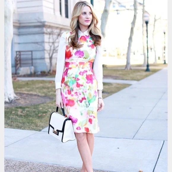 Kate Spade Bowden Floral Watercolor Sleeveless Sheath Dress -Multicolor - Size 6 - Picture 9 of 13